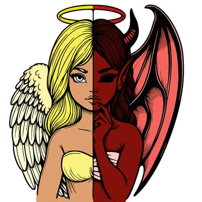 realistic angel half demon