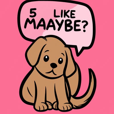 a puppy that says 5 like maybe