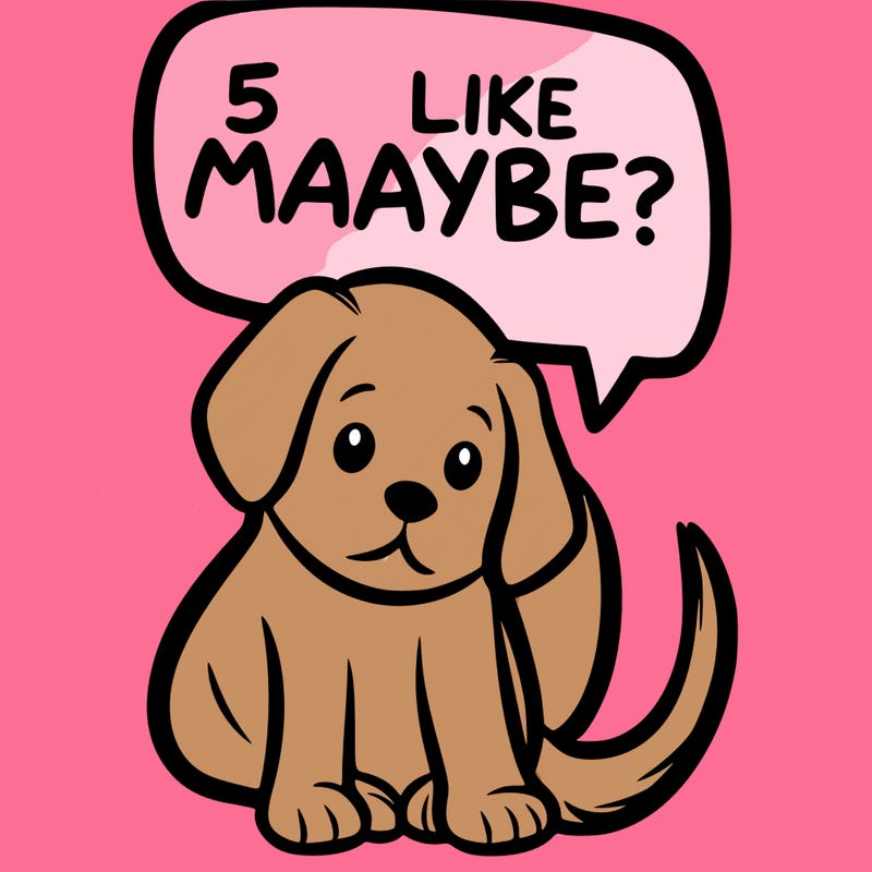 a puppy that says 5 like maybe