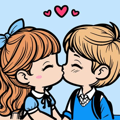 boy and girl kissing