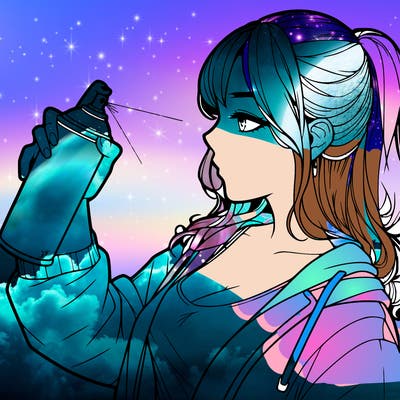 a realistic girl spray, painting