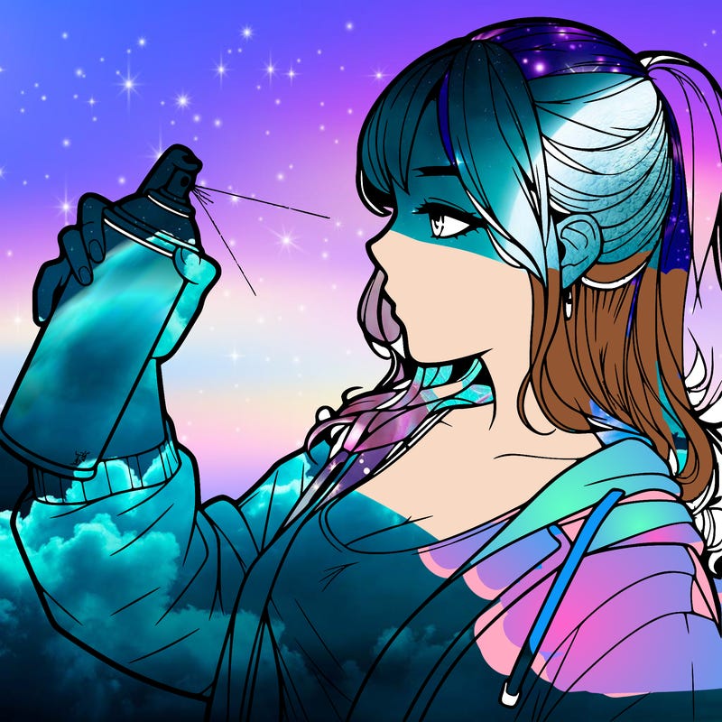 a realistic girl spray, painting