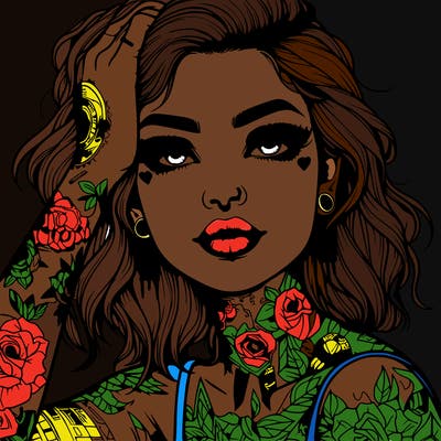 realistic girl with tattoos all over