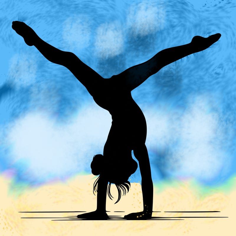 realistic gymnastic hand stand girl in four splits