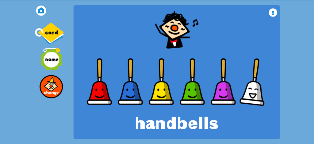 TouchCard -Lots of Kids Games! - An interactive musical handbells game for toddlers featuring the Mr. Shape character from the TouchCard app