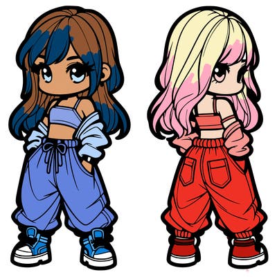 girl in crop top and baggy pants