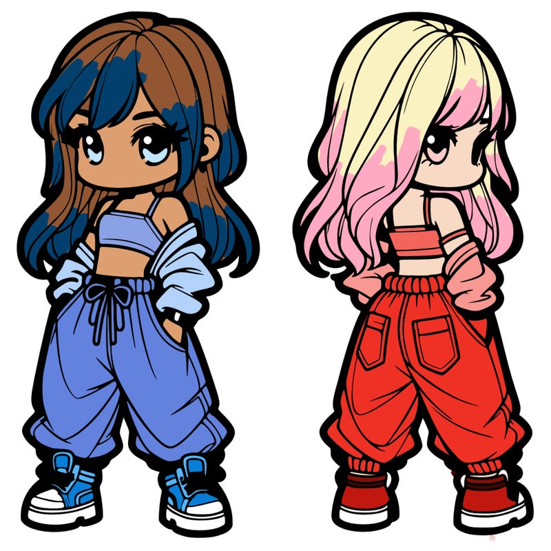 girl in crop top and baggy pants