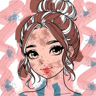 realistic pretty girl with hair in bun