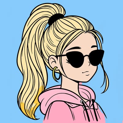 girl with high ponytail and sunglasses
