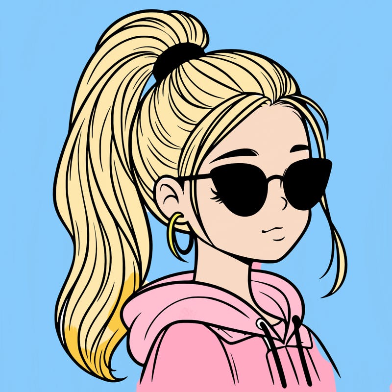 girl with high ponytail and sunglasses