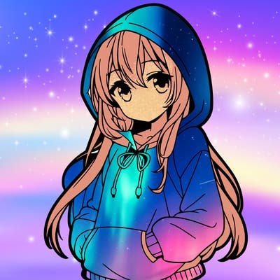 an anime girl with a kawaii hoodie on