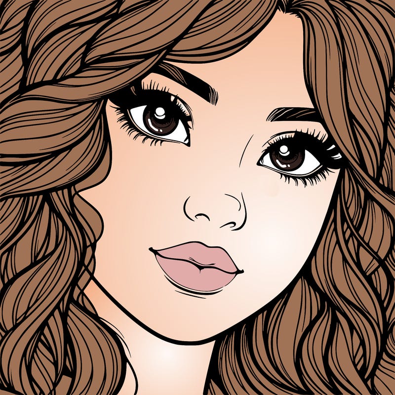 beautiful realistic girl close up to the camera with wavy hair,