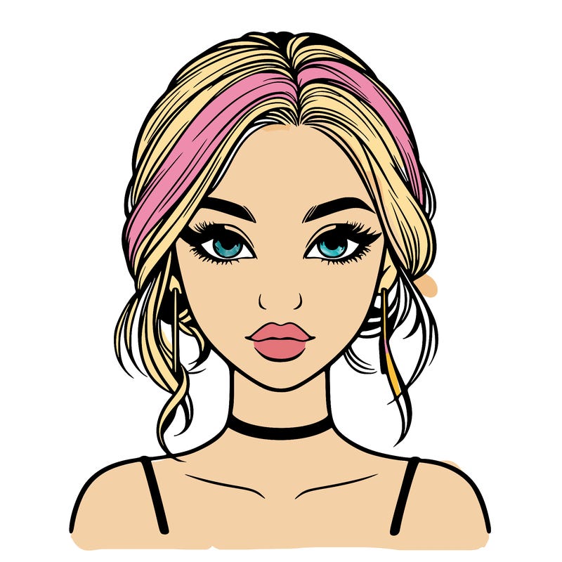 realistic girl with makeup on