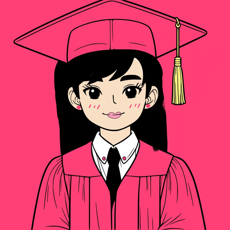 asian person graduating from school realistic