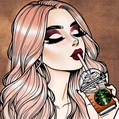 realistic girl drinking starbucks