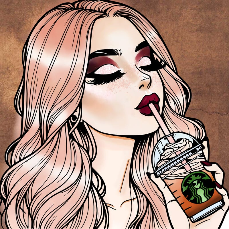 realistic girl drinking starbucks