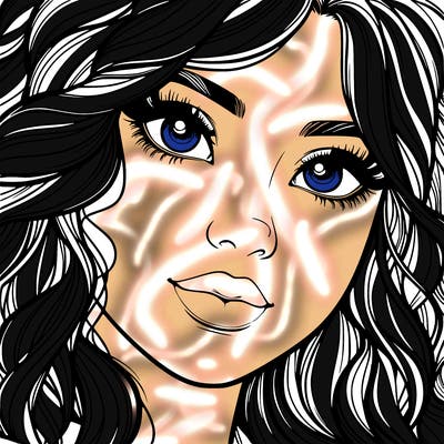 beautiful realistic girl close up to the camera with wavy hair,