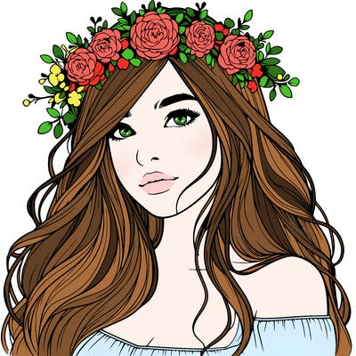 realistic girl with flower crown