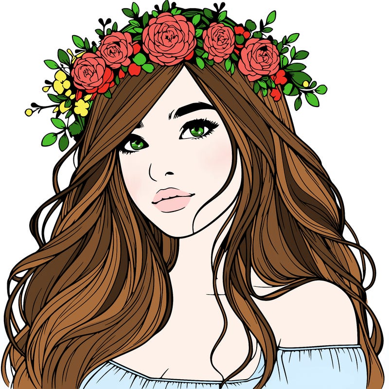 realistic girl with flower crown