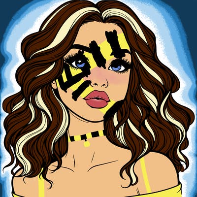 realistic girl with wavy hair and lips