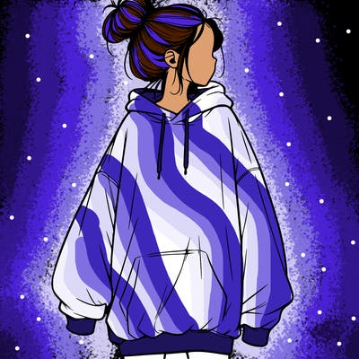 realistic girl with a oversized sweatshirt on and a bun