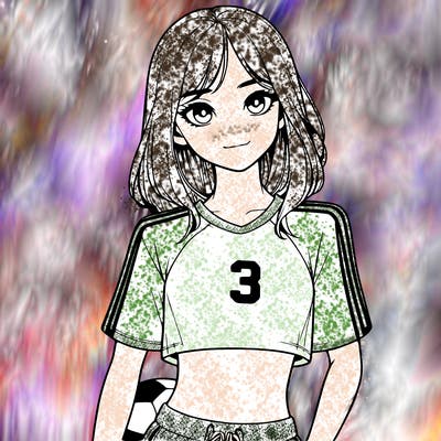 realistic girl wearing soccer jersey