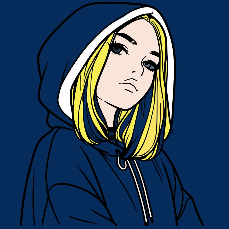 a realistic girl in a hoodie