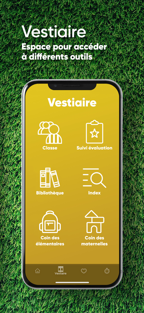 Accès EPS - Interface de l'application Accès EPS montrant la section vestiaire avec des outils de gestion pour les professeurs d'éducation physique.