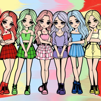 a group of girls realistic