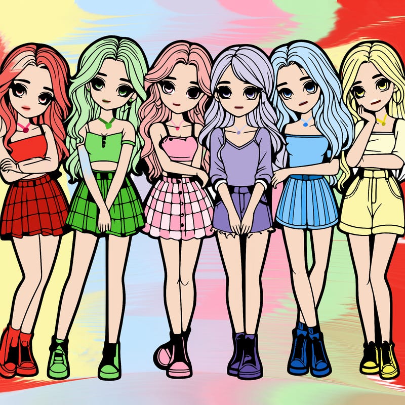 a group of girls realistic