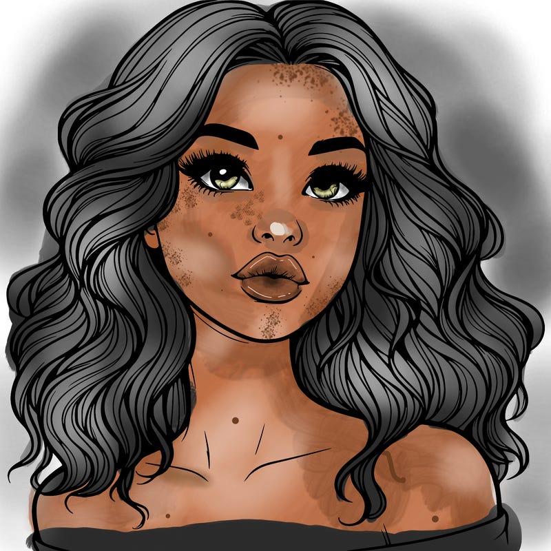 realistic girl with wavy hair and lips