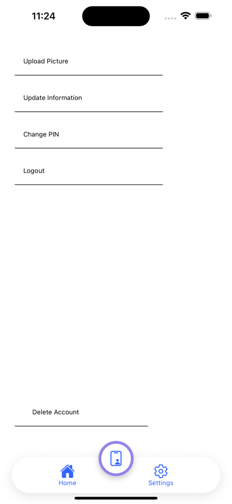 OWWA Mobile App - Settings menu of the OWWA Mobile App showing options to update information change PIN and logout