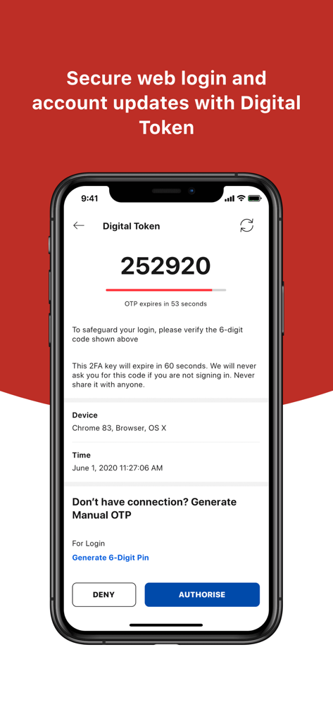 FSMOne - Invest Globally - FSMOne app digital token screen for secure account login verification