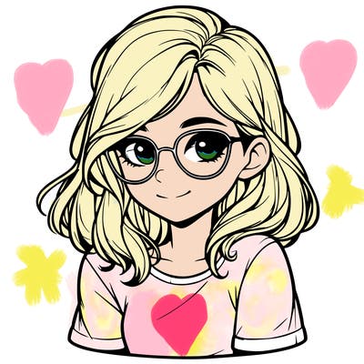 realistic girl with glasses