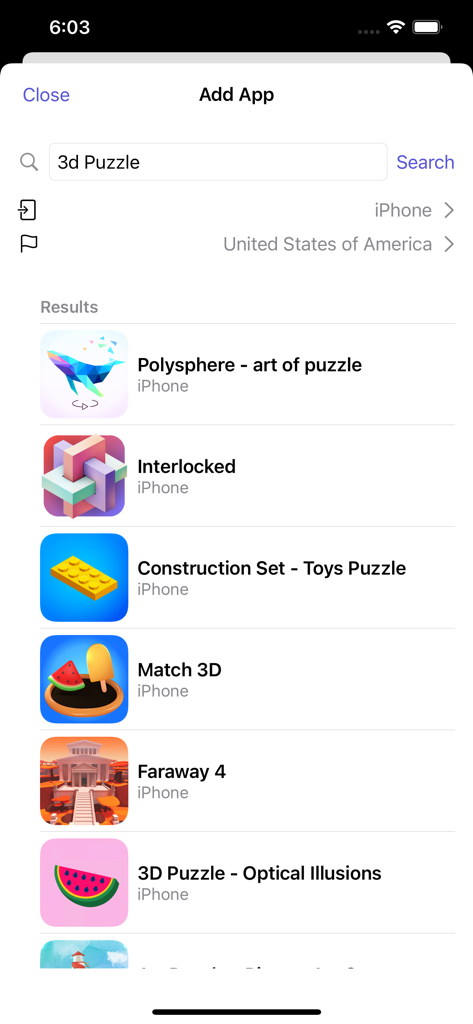 Keewordz에서 키워드 추적을 위해 앱을 추가하는 검색 화면