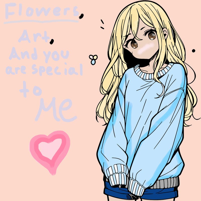 manga teen girl  in a sweater and baggy pants