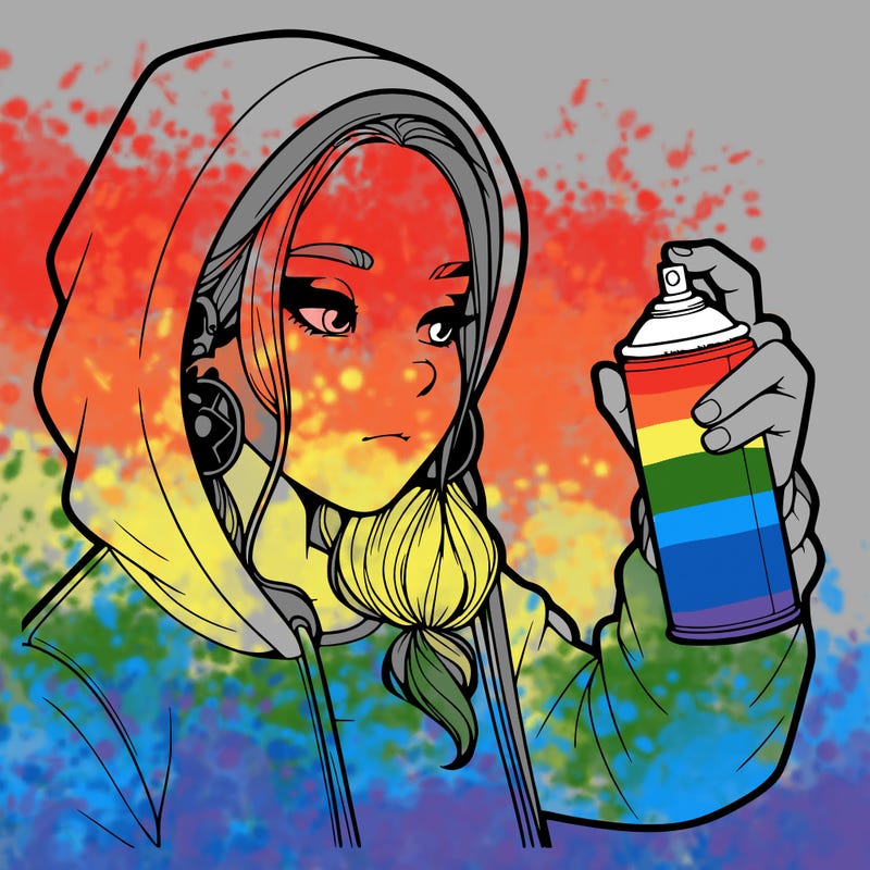 a realistic girl, spray painting