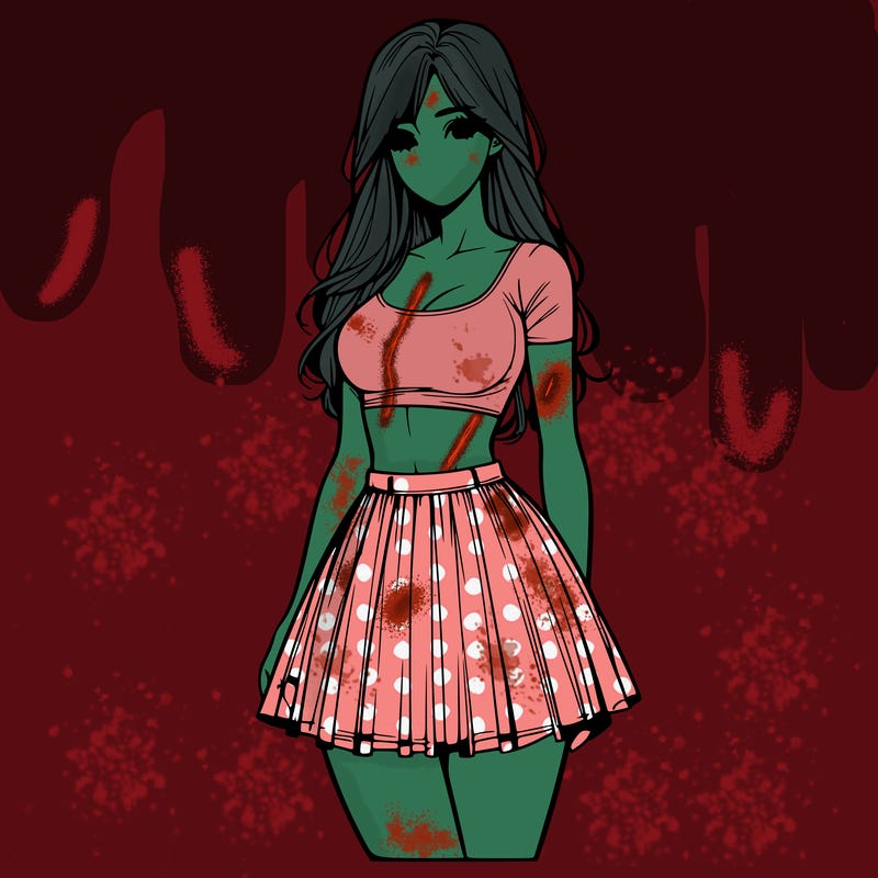 realistic woman with skirt and crop top