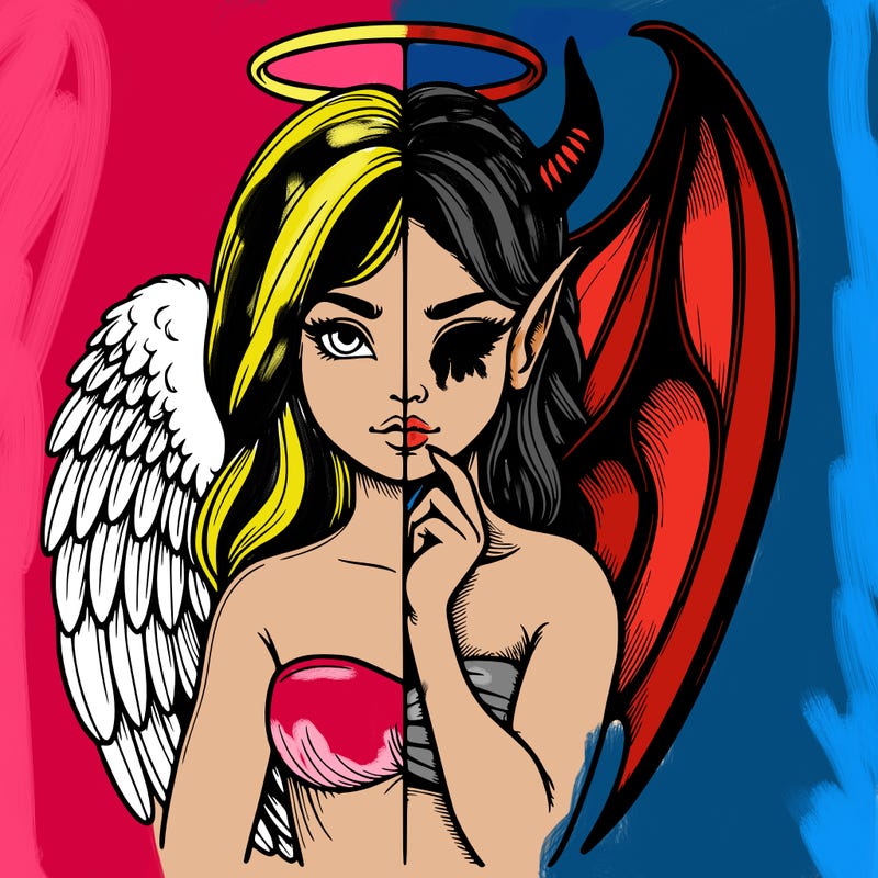 realistic angel half demon