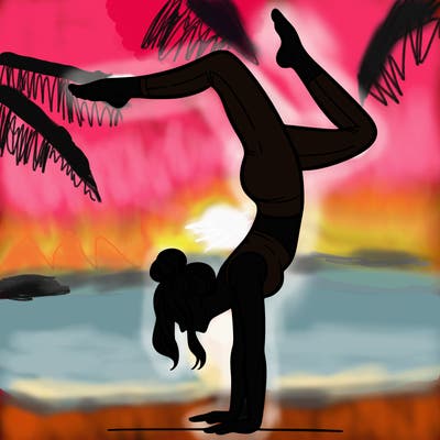 a woman doing a handstand