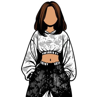 realistic girl faceless with baggy pants and a crop top