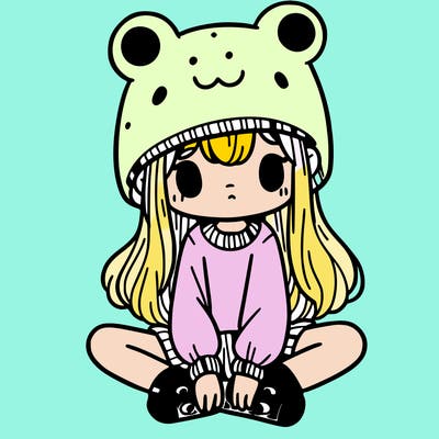 a girl wearing a frog hat and some frog socks