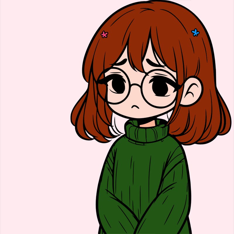 sad girl with glasses in a sweater