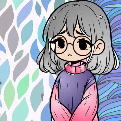 sad girl with glasses in a sweater