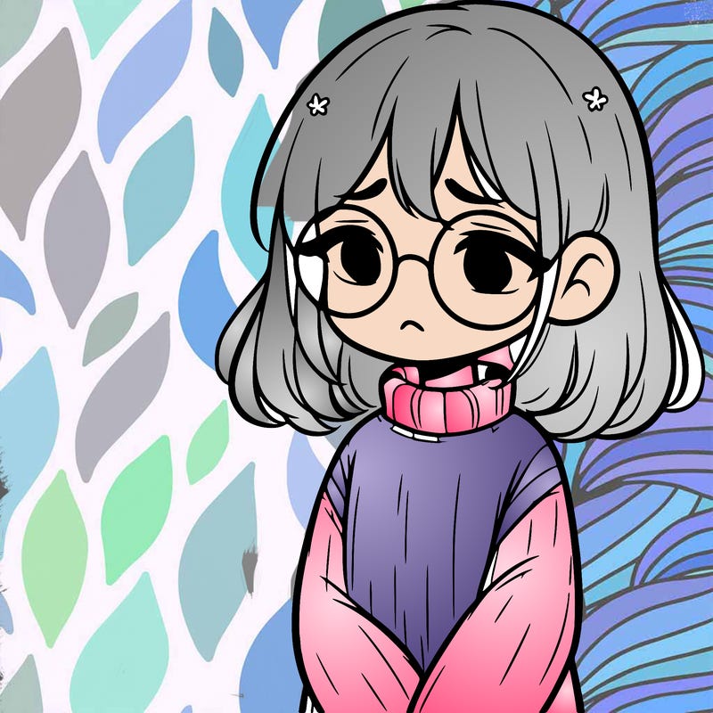sad girl with glasses in a sweater