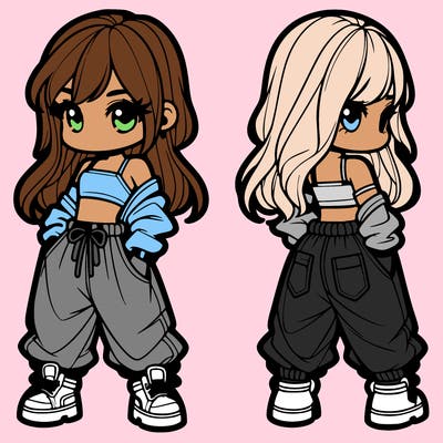 girl in crop top and baggy pants