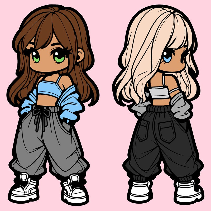 girl in crop top and baggy pants