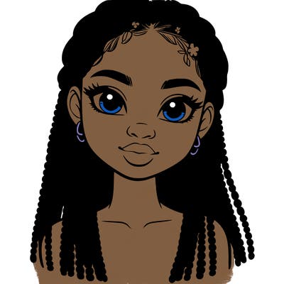 a realistic black girl with braids