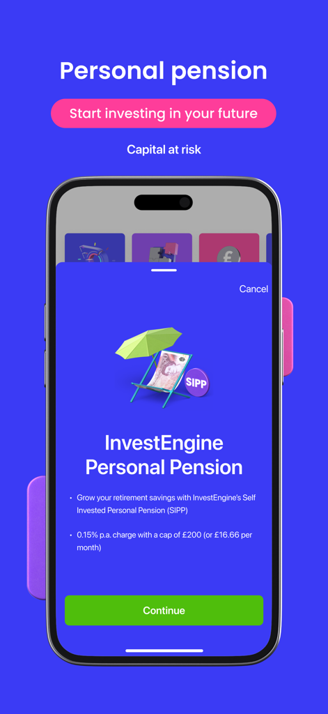 InvestEngine: ETF Investing - Interfaz de la aplicación InvestEngine para inversiones en pensiones personales y SIPP