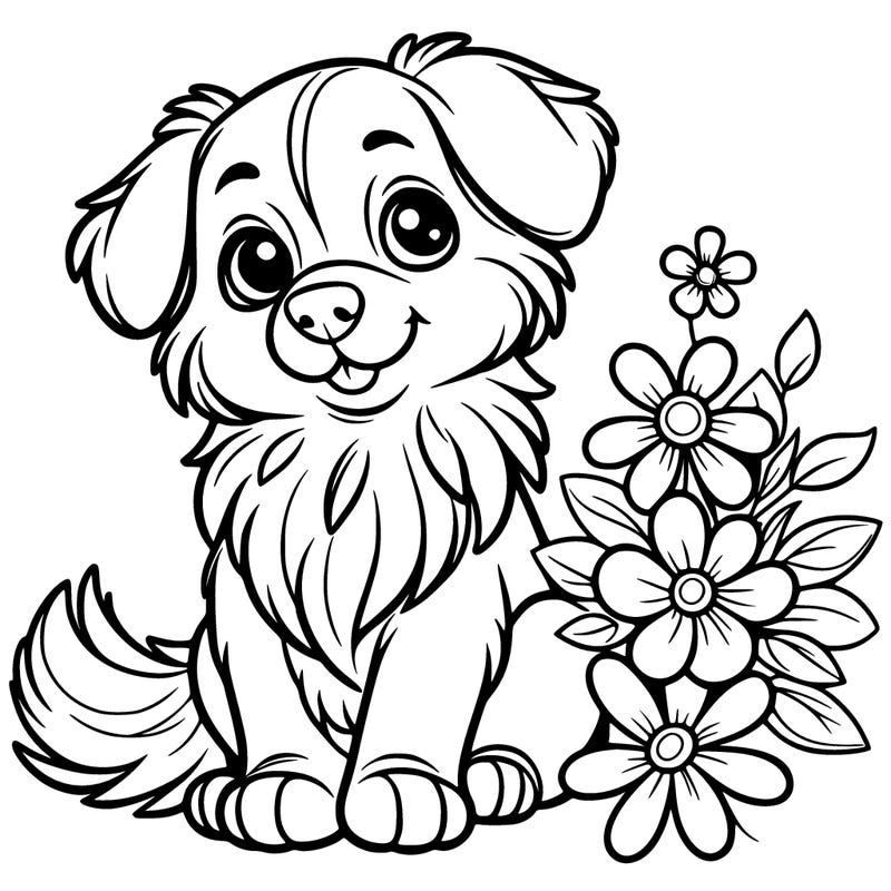 dog with flowers